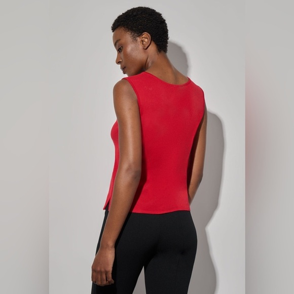 Ming Wang Scoop Neck Knit Tank in Dusk Red Size Extra Small. - Picture 9 of 10